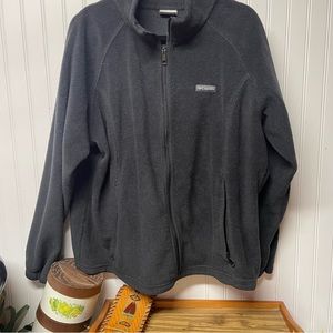 Columbia Womens Fleece Jacket Black 3X Full Zip Long Sleeve High Neck Pockets
